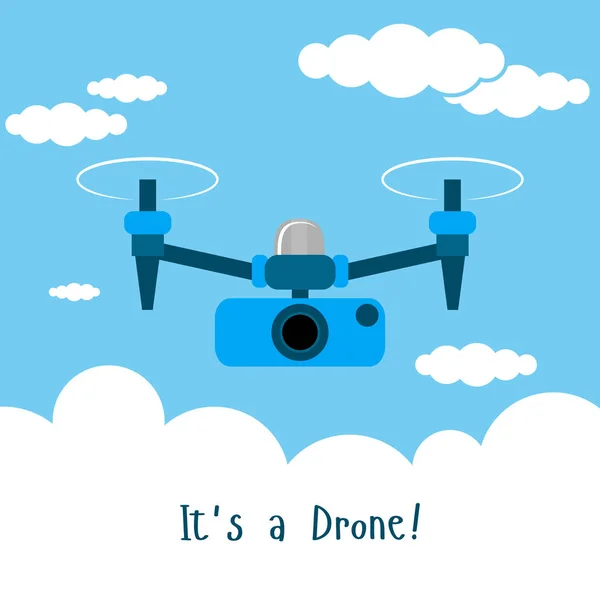 Drone con action camera. Foto e video drone icona vettoriale illu — Vettoriale Stock