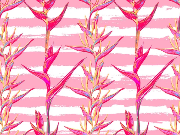 seamless pattern with flowers heliconia