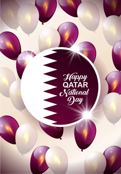 Buona festa nazionale del Qatar. Biglietto di auguri con palloncini. Qatar disegno del colore della bandiera. Qatar Giornata Nazionale sfondo, poster o banner — Vettoriale Stock