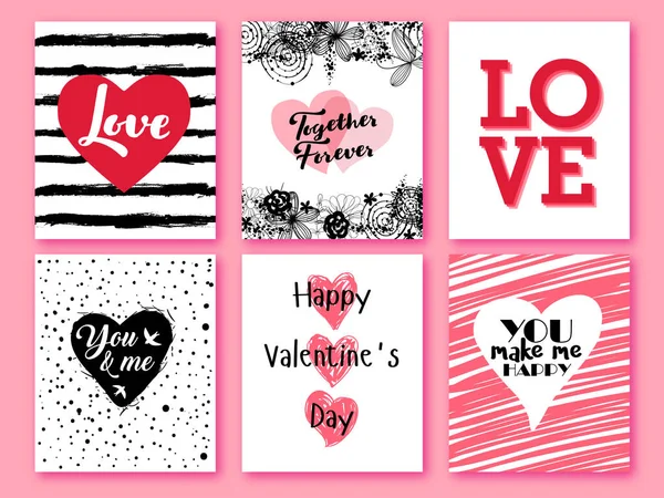 Alles Gute zum Valentinstag. Set von Valentinstag romantische Grußkarte, Einladung, Poster-Design-Vorlagen. Liebe — Stockvektor