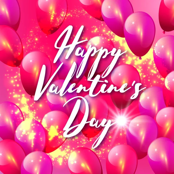 Boldog Valentin napot. Valósághű 3D-s szív lufi ünnepek repül egy csomó. Trendi Design elem Valentine's day. Vektoros illusztráció — Stock Vector
