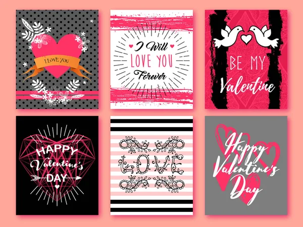 Alles Gute zum Valentinstag. Set von Valentinstag romantische Grußkarte, Einladung, Poster-Design-Vorlagen. Liebe — Stockvektor