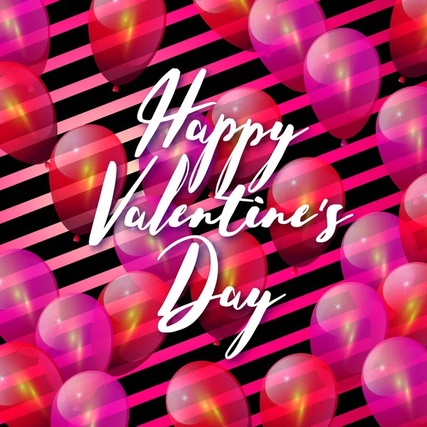 Feliz día de San Valentín. Realista 3d corazón manojo de globos volando para celebraciones. Elemento de diseño de moda Día de San Valentín. Ilustración vectorial — Archivo Imágenes Vectoriales