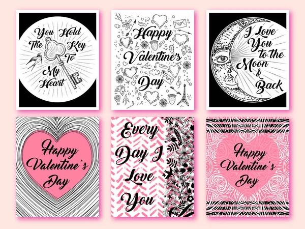 Alles Gute zum Valentinstag. Set von Valentinstag romantische Grußkarte, Einladung, Poster-Design-Vorlagen. Liebe — Stockvektor