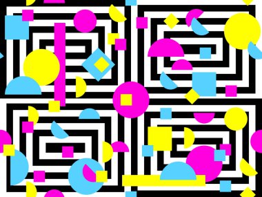 Moda için geometrik seamless modeli. Hipster Memphis tarzı moda için. Geometrik vektör desen arka plan. Duvar kağıtları, desen dolgularını, web sayfası arka planlar, yüzey dokuları, tekstil için mükemmel