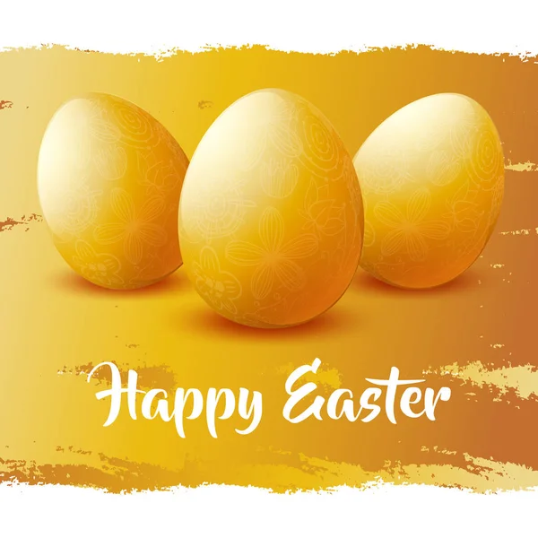 Happy Easter. Gold Egg. Golden background. Celebration. Vector illustration — Stock Vector
