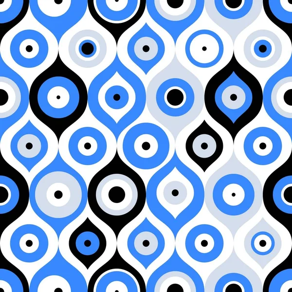 Patrón sin costuras con perla turca del mal de ojo. ¡Buena suerte! Baldosas turcas. Otomana oriental diseño vector de fondo. Perfecto para fondos de pantalla, rellenos de patrones, fondos de página web, texturas superficiales, textiles — Vector de stock