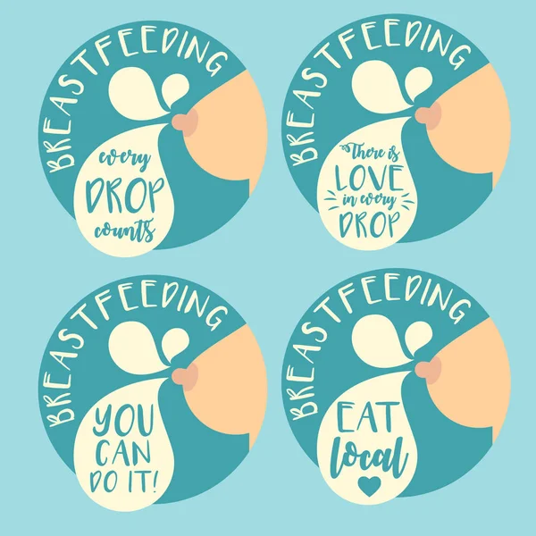 Breastfeeding badge set — Stock Vector