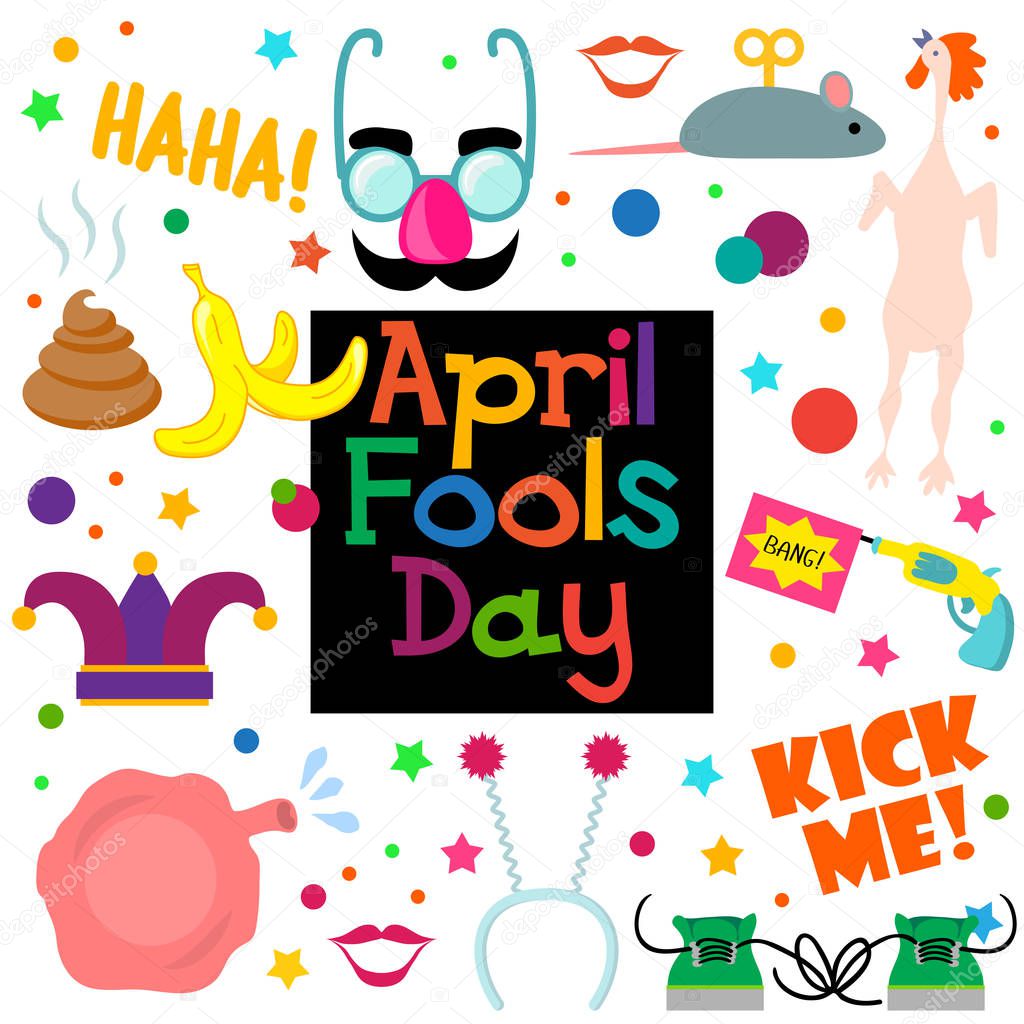 1 April fools day. Celebration vector illustration for your design. Flat vector illustration