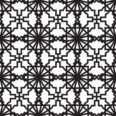 Dikişsiz soyut siyah beyaz tek renkli desen. Moda tasarımı. Vektör arka plan. Duvar kağıtları, desen dolgularını, web sayfası arka planlar, yüzey dokuları, tekstil için mükemmel