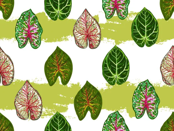 Yaprakları ile sorunsuz tropikal yaz desen. Egzotik. Vintage vektör botanik illüstrasyon vektör arka plan. Duvar kağıtları, desen dolgularını, web sayfası arka planlar, yüzey dokuları, tekstil için mükemmel — Stok Vektör