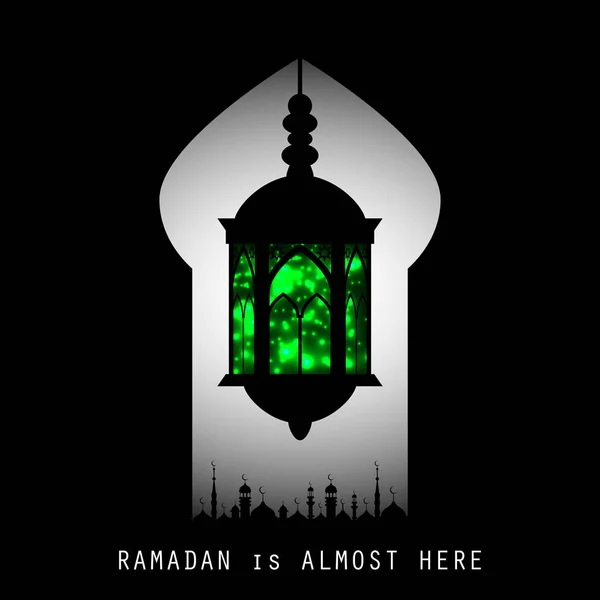 ラマダン カリーム ホリデー グリーティング カード背景が美しい。イスラムのお祝いデザイン。アラビア語のランプ。ランタン — ストックベクタ