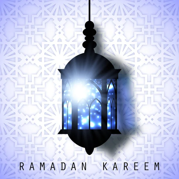 ラマダン カリーム ホリデー グリーティング カード背景が美しい。イスラムのお祝いデザイン。アラビア語のランプ。ランタン — ストックベクタ