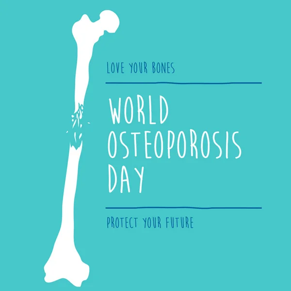 Día Mundial de la Osteoporosis. Hueso. Osteoporosis Conciencia y Prevención. Ilustración médica. Asistencia sanitaria — Vector de stock