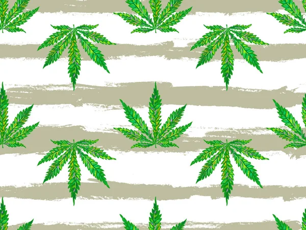 Marijuana. Cannabis folha sem costura padrão. Padrão floral de maconha e cannabis deixa fundo vetor design. Perfeito para papéis de parede, preenchimento padrão, fundo da página web, textura da superfície, têxtil — Vetor de Stock