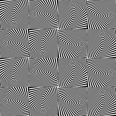 Dikişsiz soyut siyah beyaz geometrik desen. Optik yanılsama. Modern tasarım. Vektör çizim. Duvar kağıtları, desen dolgularını, web sayfası arka planlar, yüzey dokuları, tekstil için mükemmel