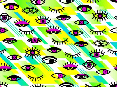 Seamless geometric pattern in retro 80s 90s style. Doodle geometric shapes. Abstract vector retro memphis design. Perfect for wallpapers, pattern fill, web background, surface texture, textile