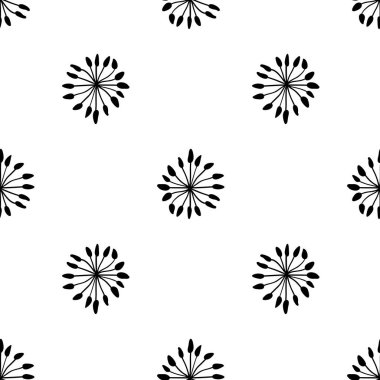 Soyut çiçek seamless modeli. Siyah ve beyaz İskandinav vektör arka plan. Duvar kağıtları, desen dolgularını, web sayfası arka planlar, yüzey dokuları, tekstil için mükemmel