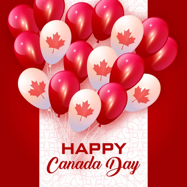 Contexte avec des ballons aux couleurs nationales du Canada. Joyeuse fête du Canada. Design canadien — Image vectorielle