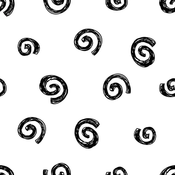 Απρόσκοπτη διάνυσμα μοτίβο με σπιράλ. Helix και κύλισης, curl, loop. Φόντο για γιορτές χειμώνα. Μαύρο φλοράλ ρουστίκ σύμβολα και στοιχεία σε λευκό χέρι στυλ σχεδίασης — Διανυσματικό Αρχείο