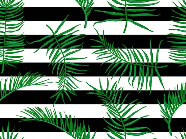 Seamless tropical pattern with palm leaves vector background. Perfect for wallpapers, pattern fills, web page backgrounds, surface textures, textile — Stock Vector
