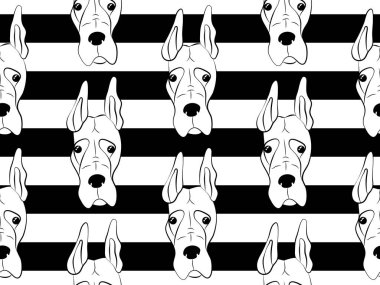 Doberman Pinscher. Köpekleri ile Seamless modeli. Vektör arka plan. Duvar kağıtları, desen dolgularını, web sayfası arka planlar, yüzey dokuları, tekstil için mükemmel