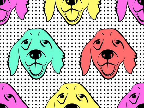Seamless pattern with dogs. Labrador Retriever. Vector background. Perfect for wallpapers, pattern fills, web page backgrounds, surface textures, textile — Stock Vector