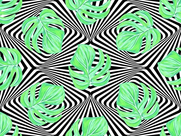 Sömlös tropiska mönster med monstera blad vektor bakgrund. Perfekt för bakgrundsbilder, skuggmönster, webbsida bakgrunder, ytstrukturer, textil — Stock vektor