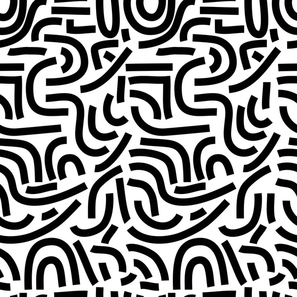 Seamless black and white pattern vector background. Sketchy Hand Drawn graphic print. Vector brush strokes design elements. Perfect for wallpapers, pattern fills, web page backgrounds, surface texture — Stock Vector