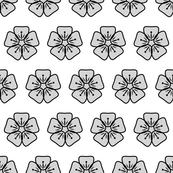 꽃으로 완벽 한 패턴 흑백 꽃 벡터 배경. 벽지, 패턴 채우기, 웹 페이지 배경, 표면 질감, 섬유에 대 한 완벽 한 — 스톡 벡터