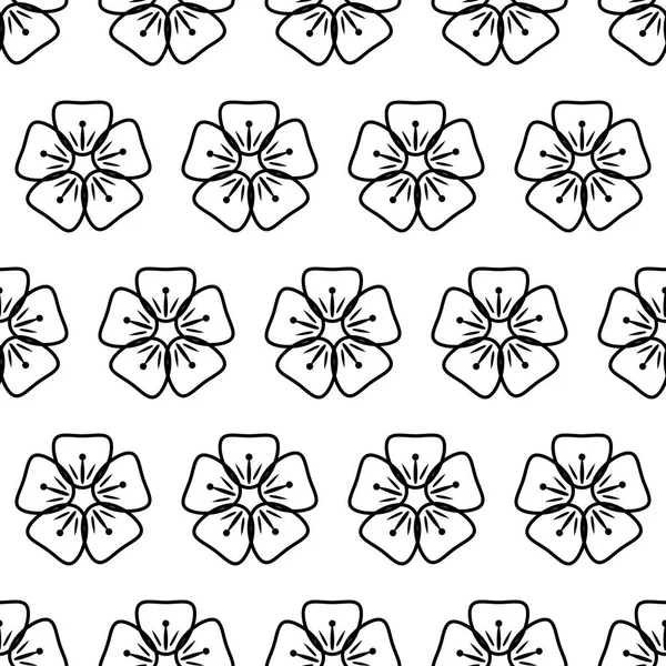 Naadloze patroon zwart-wit bloemen vector achtergrond met bloemen. Perfect voor achtergronden, opvulpatronen, web-pagina-achtergronden, oppervlakte texturen, textiel — Stockvector