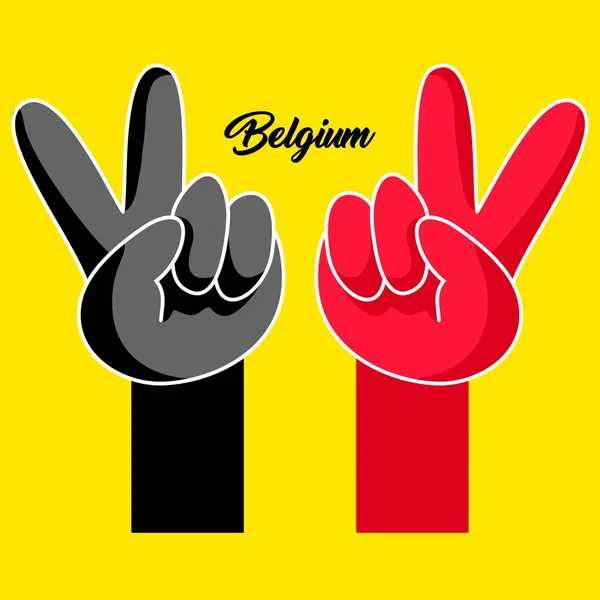 Mani della vittoria. Bandiera nazionale del Belgio — Vettoriale Stock