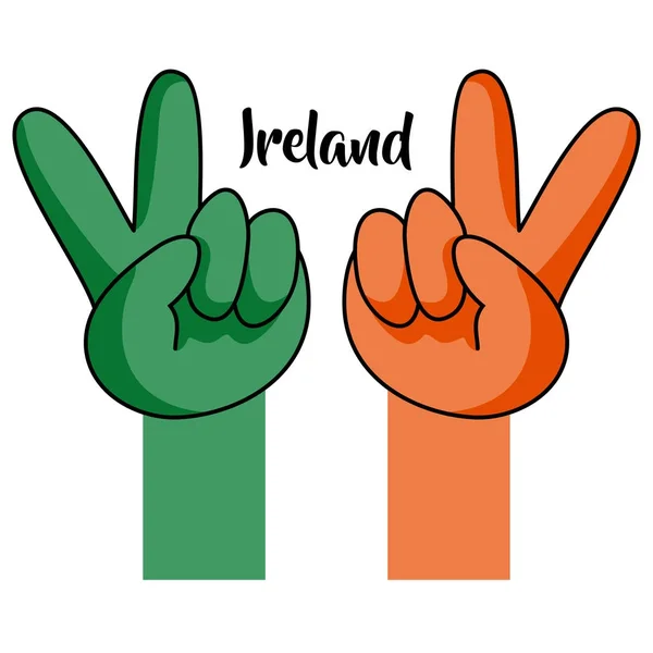 Des mains victorieuses. Drapeau national d'Irlande — Image vectorielle