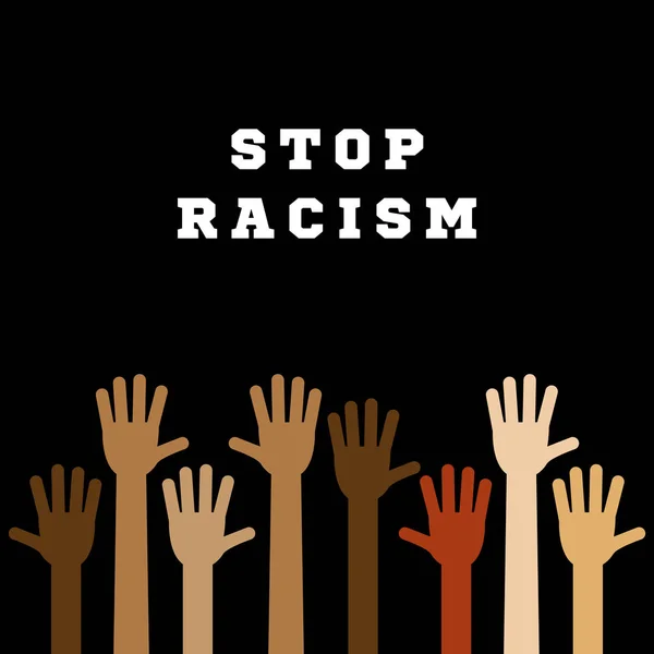 Fermate il razzismo. Mani. Illustrazione vettoriale sfondo piatto — Vettoriale Stock