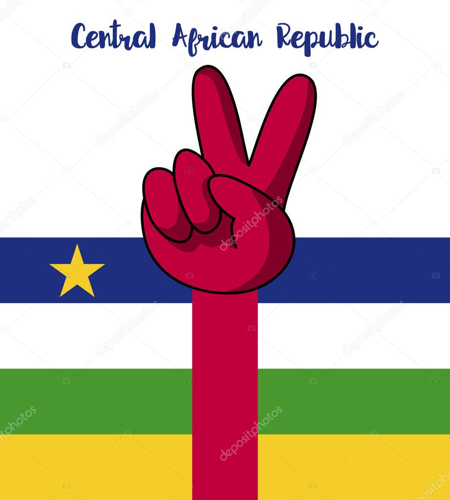 Victory hands. National flag of Central African Republic