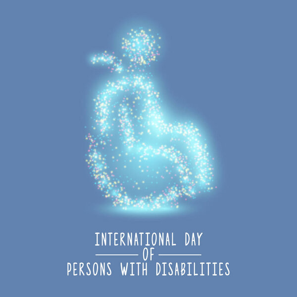 Международный день лиц с ограниченными возможностями. Человек в инвалидном кресле. Инвалид, живущий полной счастливой жизнью с инвалидностью. Векторная иллюстрация
