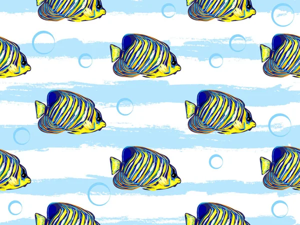 Varrat nélküli mintát a trópusi halak. Víz alatti világ. Tengeri élet. Tengeri háttér vektor illusztráció. Óceán trópusi minta. Tengeri élet textúra. Tökéletes a háttérkép, mintázatos kitöltéssel, weblap — Stock Vector
