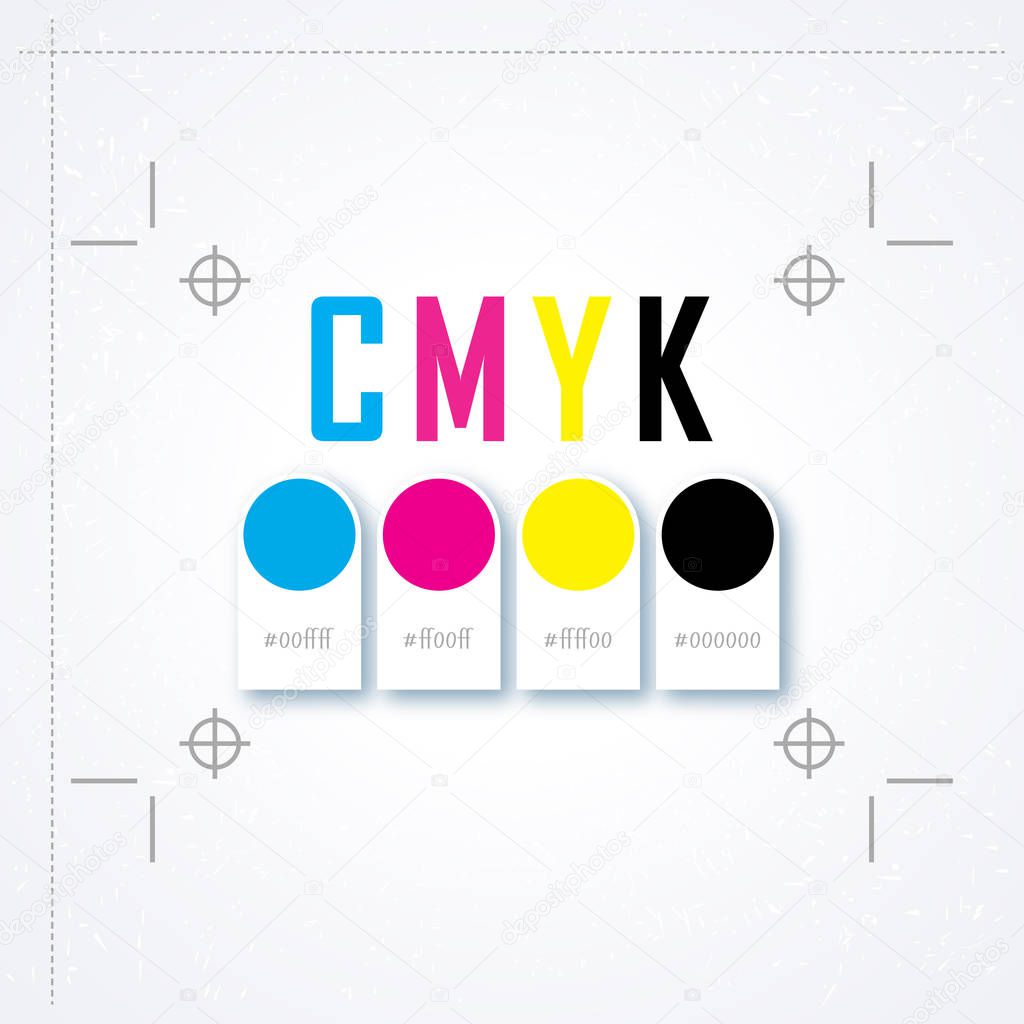CMYK colors concept. Provider of printer ink and toner, letterpress printers. Keep printing!