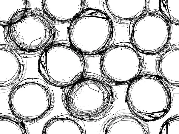 Patrón blanco y negro sin costuras con fondo vectorial elemento decorativo círculo abstracto. Perfecto para fondos de pantalla, rellenos de patrones, fondos de página web, texturas superficiales, textiles — Vector de stock