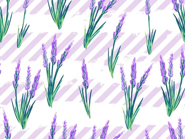 Patrón sin costura con flores de lavanda vector de fondo. Perfecto para fondos de pantalla, rellenos de patrones, fondos de página web, texturas superficiales, textiles — Vector de stock