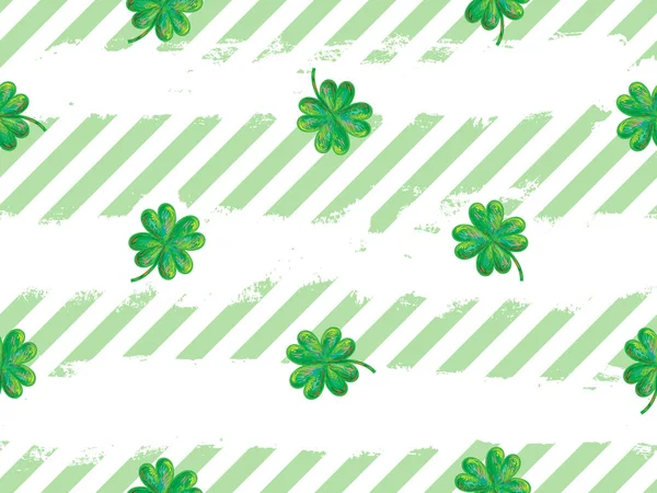 Zöld zökkenőmentes lóhere vektoros mintát St. Patrick's Day. Varrat nélküli lóhere hagy háttér. Lóhere textúra tökéletes háttérképek, kitöltőmintáikat, pókháló oldal hátterek, felszíni textúrák, textil — Stock Vector
