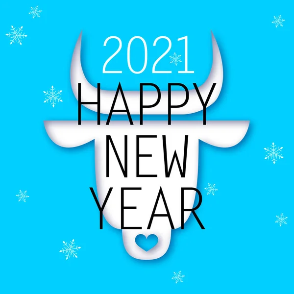 Año nuevo chino. 2021 Año nuevo. Signo de horóscopo de buey metálico. Diseño 2021. Símbolo de año nuevo. Diseño del logotipo 2021. Horóscopo chino buey metálico con 2021. Ilustración vectorial plana minimalista. Signo de horóscopo de buey — Archivo Imágenes Vectoriales