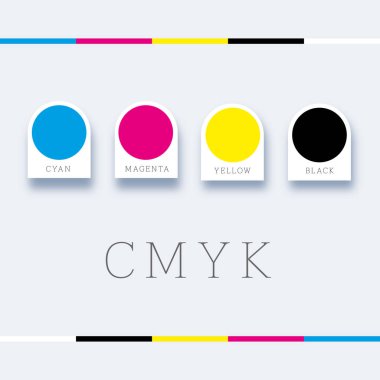 CMYK renk kavramı. Yazıcı mürekkep ve toner, Tipo yazıcılar sağlayıcı. Baskı tutmak!