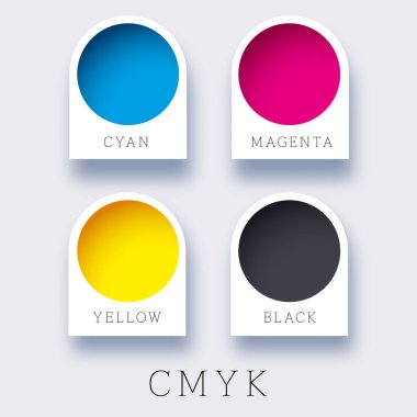 CMYK renk kavramı. Yazıcı mürekkep ve toner, Tipo yazıcılar sağlayıcı. Baskı tutmak!