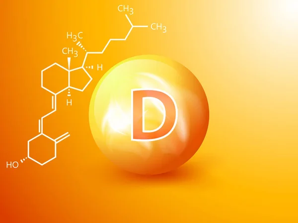 Conceito de vetor de sinal nutricional. O poder da vitamina D. Fórmula química — Vetor de Stock