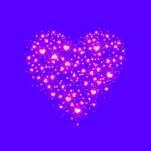 Sevgililer günü kartı aşk kavramı. Aydınlatma fişeği soyut görüntüsü. Pembe Kalp ışıklar — Stok Vektör