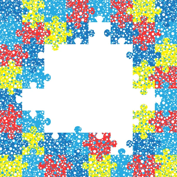 Journée mondiale de sensibilisation à l'autisme. Puzzle coloré fond vectoriel. Symbole d'autisme. Illustration plate médicale. Soins de santé — Image vectorielle