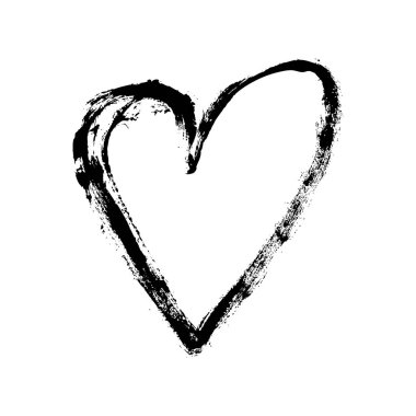 El fırçası, kalp tasarımı elementi. Sevgililer Günü vektör illüstrasyonu. Sevgililer günü kartı için aşk sembolü, afiş. Tehlike dokusu. Beyaz arkaplanda izole
