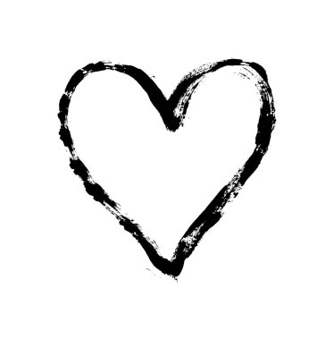 El fırçası, kalp tasarımı elementi. Sevgililer Günü vektör illüstrasyonu. Sevgililer günü kartı için aşk sembolü, afiş. Tehlike dokusu. Beyaz arkaplanda izole