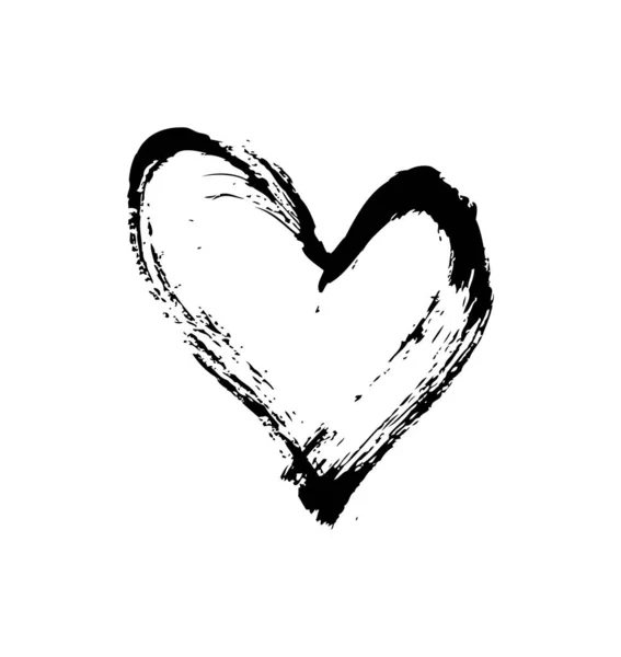 Pędzel ręcznie rysowane serce element projektu. Ilustracja wektora walentynek. Symbol miłości dla Walentynki, sztandar. Konsystencja stresu. Izolacja na białym tle — Wektor stockowy
